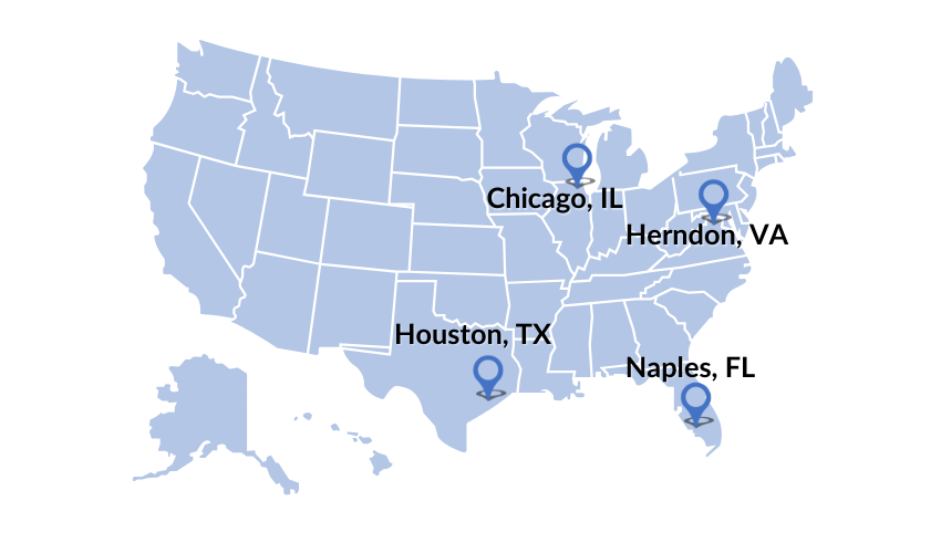 US map with Office Locations