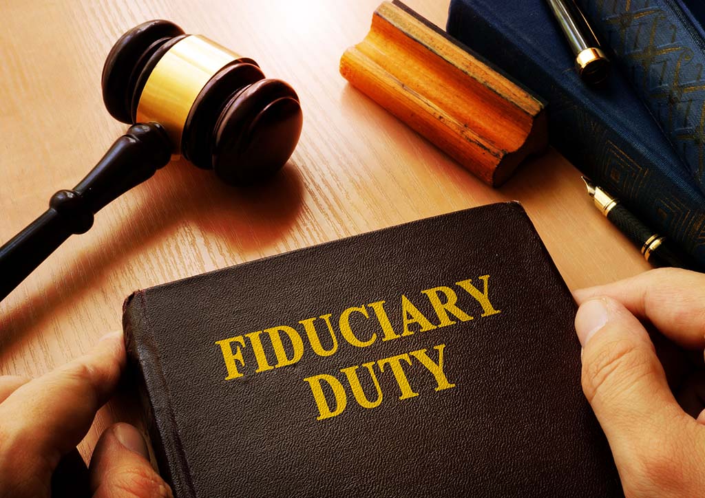 Fiduciary Duty book and gavel as if in courtroom